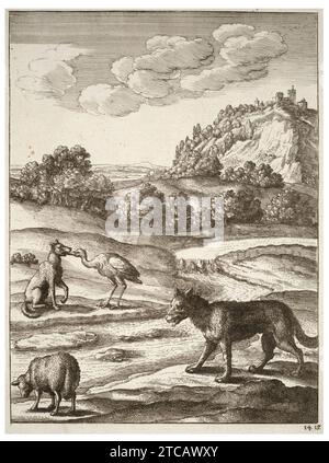 Wenzel Hollar - der Wolf, das Lamm und der Kran. Stockfoto