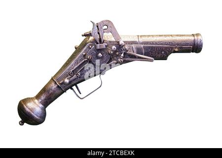 Wheellock Pistol-MAHG Arm A 255-P8050293-weiß. Stockfoto