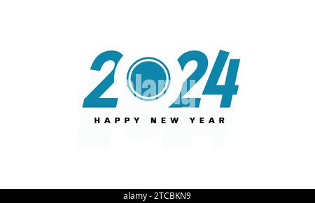 Vektor Happy New Year 2024 Kartenfeiertag mit weißem Hintergrund Stock Vektor