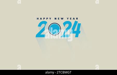 Vektor Happy New Year 2024 Kartenfeiertag mit weißem Hintergrund Stock Vektor