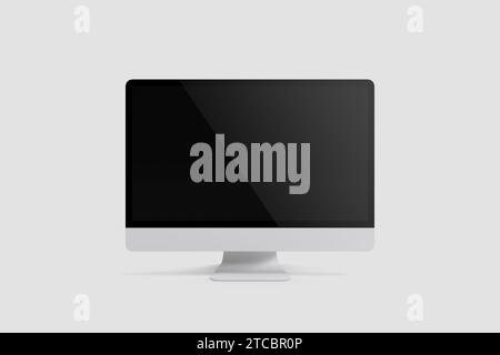 Geräte mit leerem Bildschirmschoner, isoliert auf grauem Hintergrund, 3D-Rendering Stockfoto