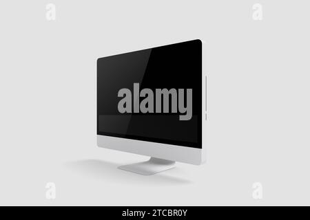 Geräte mit leerem Bildschirmschoner, isoliert auf grauem Hintergrund, 3D-Rendering Stockfoto