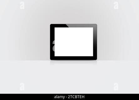 Reaktionsschnelles Set mit leerem Bildschirmschoner, isoliert auf grauem Hintergrund, 3D-Rendering Stockfoto