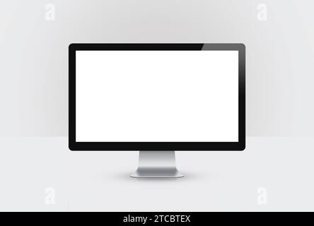 Reaktionsschnelles Set mit leerem Bildschirmschoner, isoliert auf grauem Hintergrund, 3D-Rendering Stockfoto