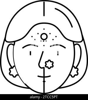 bindi Stirndekorationslinie Symbol Vektor Illustration Stock Vektor