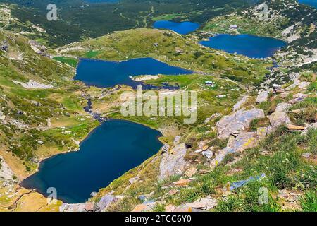 Die sieben Seen im Nationalpark Rila Rila, Bulgarien Panoramaaussicht Stockfoto