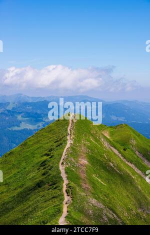 Wanderweg von Fellhorn, 2038m, nach Soellereck, Allgäuer Alpen, Bayern, Deutschland Stockfoto