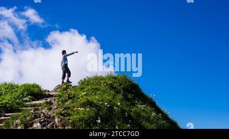 Wanderweg von Fellhorn, 2038m, nach Soellereck, Allgäuer Alpen, Bayern, Deutschland Stockfoto