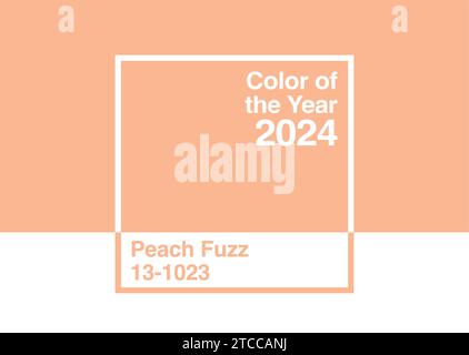 Antalya, Türkei - 11. Dezember 2023: 2024 Color of the Year, Pantone 13-1023 Peach Fuzz Trendfarbpalette Musterbuch Stock Vektor