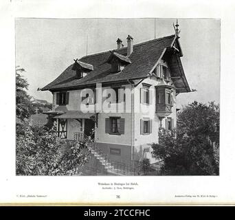 Wilhelm Kick, einfache Neubauten, Stuttgart 1890, Wohnhaus in Hottingen bei Zürich, Architekt J.Gros, Hottingen. Stockfoto