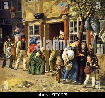 Wilhelm Marstrand - EN flyttedagsscene - 1831. Stockfoto