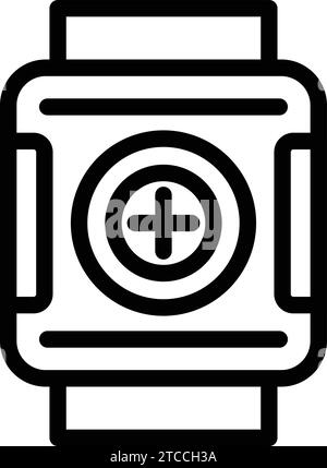 Umrissvektor des Symbols der Smart Sportuhr. Verfolgen von Fitnessaktivitäten. Schrittzähler Stock Vektor