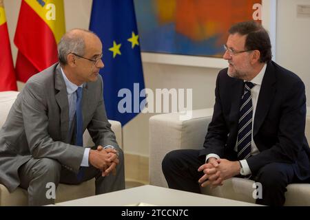 Madrid, 2. September 2014. Treffen von Mariano Rajoy mit dem Präsidenten von Andorra Antonio Marti im Palast von Moncloa. Foto: IGNACIO GIL....archdc. Quelle: Album / Archivo ABC / Ignacio Gil Stockfoto