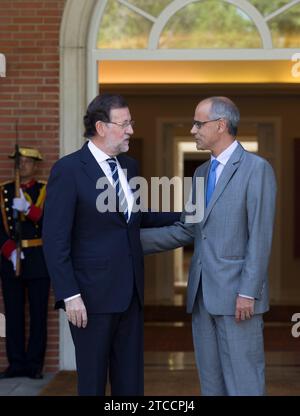 Madrid, 2. September 2014. Treffen von Mariano Rajoy mit dem Präsidenten von Andorra Antonio Marti im Palast von Moncloa. Foto: IGNACIO GIL....archdc. Quelle: Album / Archivo ABC / Ignacio Gil Stockfoto