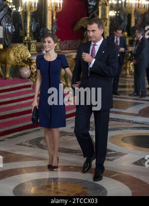 Madrid, 10.12.2015. Offizieller Empfang im Königspalast, der von den Königen Felipe VI. Und Doña Letizia anlässlich des Nationalfeiertags angeboten wird. Foto: Ángel de Antonio ARCHDC. Quelle: Album / Archivo ABC / Ángel de Antonio Stockfoto