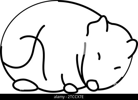Hamster schlafende Haustier Linie Symbol Vektor Illustration Stock Vektor