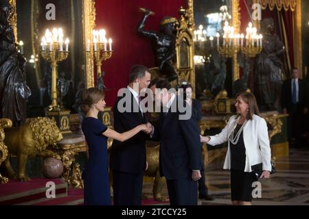 Madrid, 10.12.2015. Offizieller Empfang im Königspalast, der von den Königen Felipe VI. Und Doña Letizia anlässlich des Nationalfeiertags angeboten wird. Foto: Ángel de Antonio ARCHDC. Quelle: Album / Archivo ABC / Ángel de Antonio Stockfoto