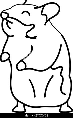 Vektorillustration für das stehende Haustier-Liniensymbol des Hamsters Stock Vektor