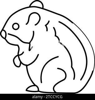 Vektorillustration für das stehende Haustier-Liniensymbol des Hamsters Stock Vektor