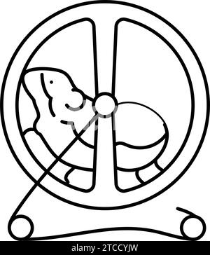 Hamster im Rad PET Line Icon Vektor Illustration Stock Vektor