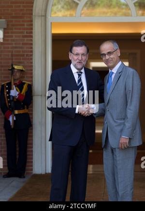 Madrid, 2. September 2014. Treffen von Mariano Rajoy mit dem Präsidenten von Andorra Antonio Marti im Palast von Moncloa. Foto: IGNACIO GIL....archdc. Quelle: Album / Archivo ABC / Ignacio Gil Stockfoto