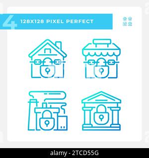 Symbole für die Wirtschaftskrise mit perfektem 2D-Pixel-Gradienten Stock Vektor