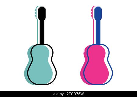 Abbildung des Gitarrenvektorelements. Flaches Symbol. Geeignet für Musikelemente Stock Vektor
