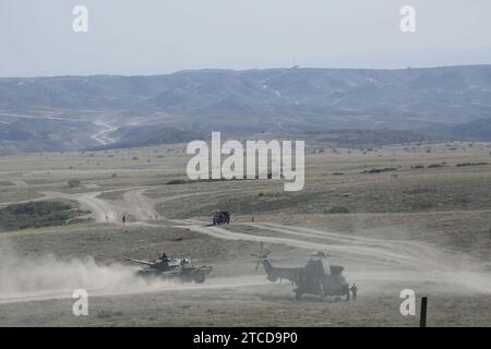 Saragossa, 10.30.2015. König Felipe VI. Nimmt an der Trident-Kreuzungsübung am Rande des Cenad de San Gregorio Teil. Foto: Fabian Simón Archdc. Quelle: Album / Archivo ABC / Fabián Simón Stockfoto