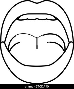 o Vektorillustration mit animiertem Liniensymbol im Mund Stock Vektor