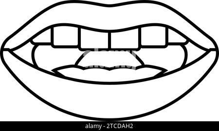 Vektor-Illustration für das Symbol „l Letter Mouth Anime Line“ Stock Vektor