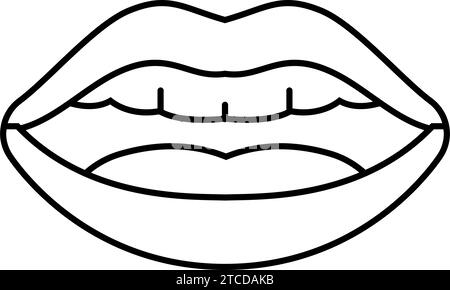 Vektor-Illustration des Zeichnungszeichens „ee Letter Mouth Anime Line“ Stock Vektor