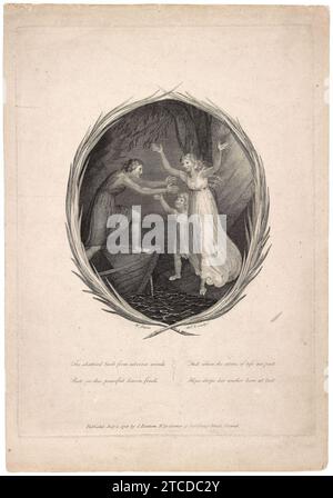 William Blake – Design für das Cover Leaf of the Notenblatt an Elegy Set to Music von Thomas Commins. Stockfoto