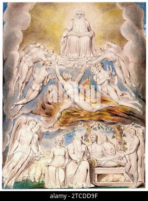 William Blake - Satan vor dem Thron Gottes. Stockfoto