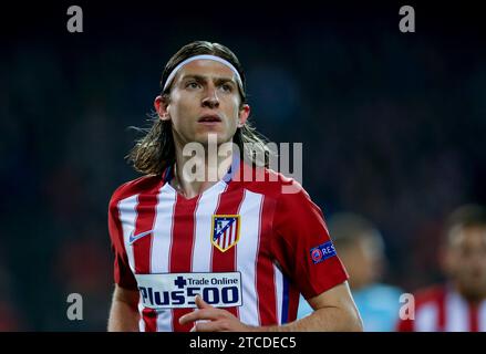 Madrid, 15.03.2016. Das zweite Legspiel der Achtelfinale der Champions League, stellvertretender Abgeordneter im Stadion Vicente Calderón, zwischen Atlético de Madrid und PSV Eindhoven. Auf dem Bild Filipe Luis während des Spiels. Foto: Ignacio Gil ARCHDC. Quelle: Album / Archivo ABC / Ignacio Gil Stockfoto