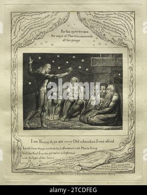 William Blake (1757–1827) – The Book of Job, PL. 12, ich bin jung und ihr seid sehr alt, weshalb ich Angst hatte Stockfoto