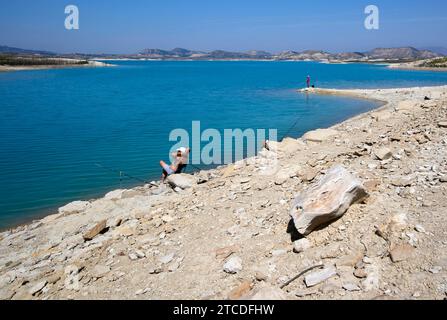 Orihuela (Alicante), 15.06.2017. Der Stausee La Pedrera, der größte Wasserspeicher in Campo de Cartagena und Vega Baja. Er hat eine Kapazität von 246 Kubikhektometern und fasst derzeit 85 Kubikhektometer. Foto: Juan Carlos Soler. ARCHDC. Quelle: Album / Archivo ABC / Juan Carlos Soler Stockfoto