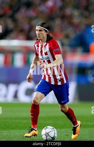 Madrid, 15.03.2016. Das zweite Legspiel der Achtelfinale der Champions League, stellvertretender Abgeordneter im Stadion Vicente Calderón, zwischen Atlético de Madrid und PSV Eindhoven. Auf dem Bild Filipe Luis während des Spiels. Foto: Ignacio Gil ARCHDC. Quelle: Album / Archivo ABC / Ignacio Gil Stockfoto