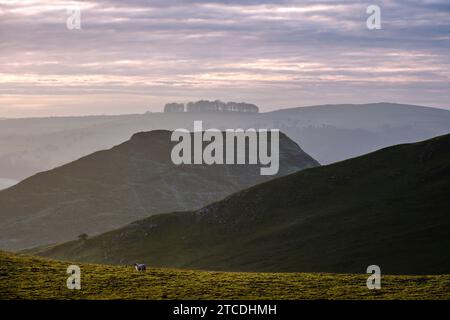 Thorpe Cloud von Thorpe Pasture, Peak District National Park, Derbyshire, England Stockfoto