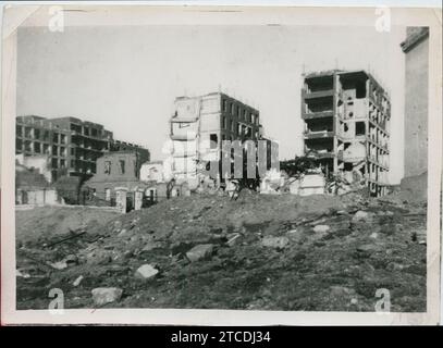 Madrid, 1937. Spanischer Bürgerkrieg. Das Erscheinungsbild des Klinischen Krankenhauses während des Kampfes. Quelle: Album / Archivo ABC / Roldán Stockfoto