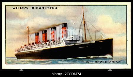 Cunard Liner Mauretania - Vintage Zigarettenkarte Stockfoto