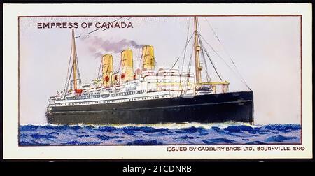 Dampfschiff Empress of Canada - Vintage Cadbury's Tradecard Stockfoto