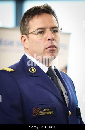 Charleroi, Belgien. Dezember 2023. Eric Snoeck, Generaldirektor der Bundesjustiziellen Polizei, dargestellt bei der Einweihung des Ausbildungszentrums der Bundespolizei in Jumet, Charleroi, Dienstag, den 12. Dezember 2023. BELGA PHOTO VIRGINIE LEFOUR Credit: Belga News Agency/Alamy Live News Stockfoto