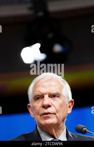 Bruxelles, Belgique. Dezember 2023. © Nicolas Landemard/Le Pictorium/MAXPPP - Bruxelles 11/12/2023 Le Chef de la diplomatie europeenne Josep Borrell durant sa Conference de presse a l'issue du conseil des affaires etrangeres europeen dans la capitale belge. Quelle: MAXPPP/Alamy Live News Stockfoto