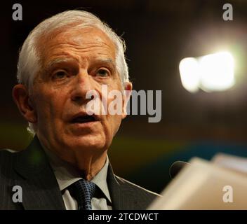 Bruxelles, Belgique. Dezember 2023. © Nicolas Landemard/Le Pictorium/MAXPPP - Bruxelles 11/12/2023 Le Chef de la diplomatie europeenne Josep Borrell durant sa Conference de presse a l'issue du conseil des affaires etrangeres europeen dans la capitale belge. Quelle: MAXPPP/Alamy Live News Stockfoto