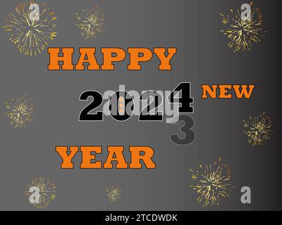 Happy New Year 2024 luxuriöse Zahlen, Premium-Vektor-Illustrationsdesign für Hintergrund, Poster, Banner, Kalender und Grüße Stock Vektor