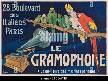 Le Gramophon. La meilleure des Machines parlantes von Louis Bombled (1862–1927). Poster veröffentlicht 1902 in Frankreich. Stockfoto