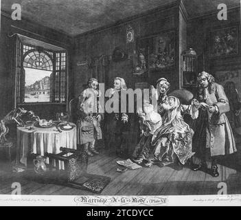 William Hogarth - Ehe À la Mode, Platte 6 (der Tod der Gräfin) Stockfoto