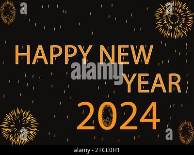 Happy New Year 2024 luxuriöse Zahlen, Premium-Vektor-Illustrationsdesign für Hintergrund, Poster, Banner, Kalender und Grüße Stock Vektor