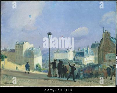 William James Glackens - Flying Kites, Montmartre Stockfoto