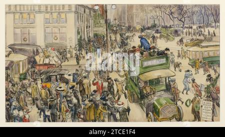 William James Glackens - Weihnachtseinkäufer. Stockfoto